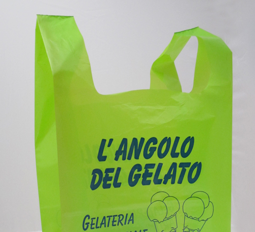 sacchetto in plastica personalizzato con maniglia canottiera