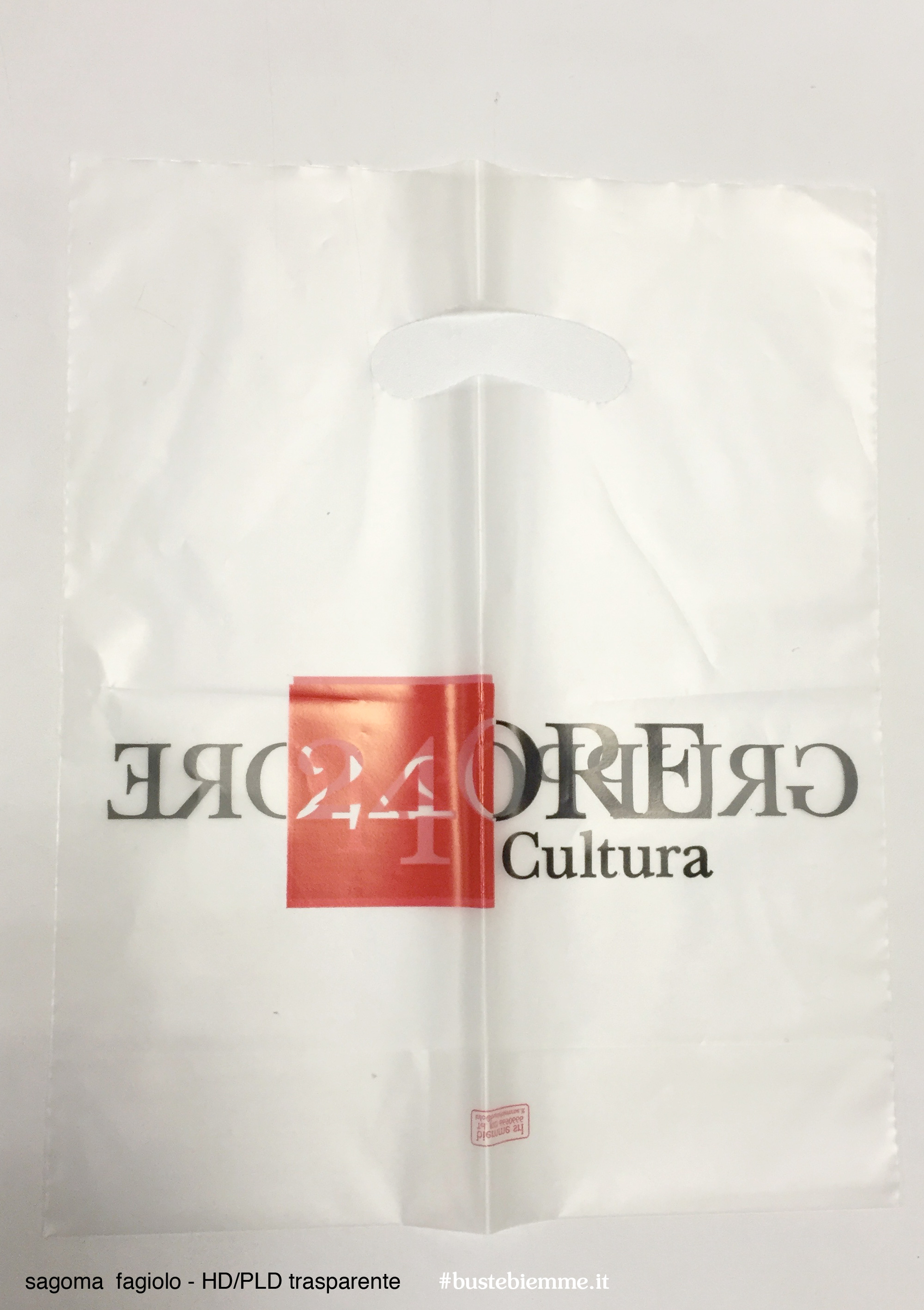 sacchetto in plastica personalizzato con maniglia fustellata